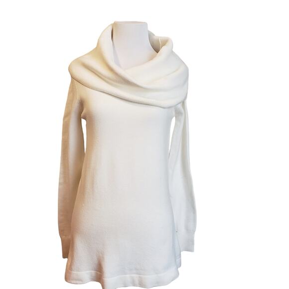French Connection Off White Wide Cowl Neck Long Sweater Size Medium - Picture 3 of 7